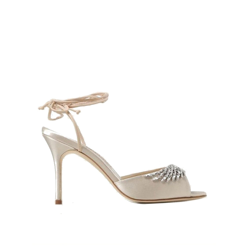 Sandales - Manolo Blahnik Plumena 090 Satin - Beige