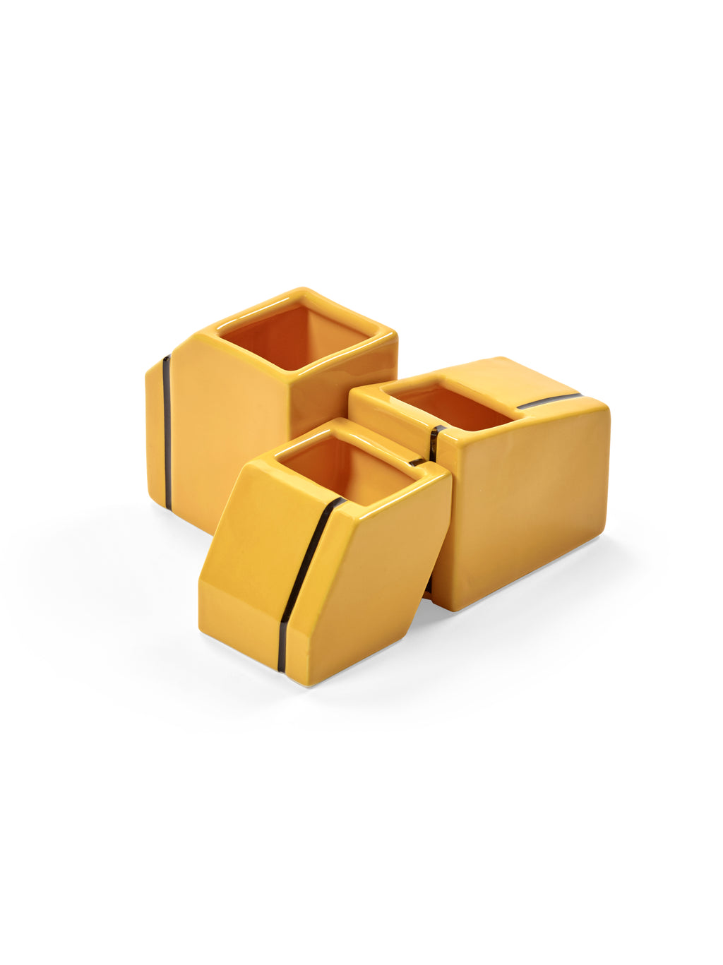 Accessories Silos - Assortiment De 3 Vases Mini - Porcelaine - Jaune