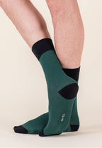 Cotton Robuste Mid-Calf Socks - Forest Green Black