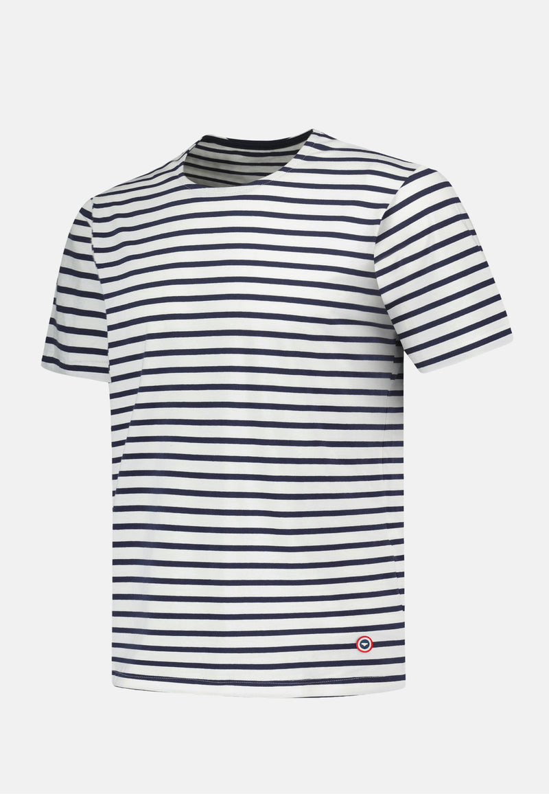 T-Shirt Manches Courtes En Coton Stretch - T-Shirt Mariniere Marine