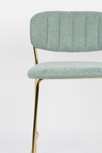 Jolien - Bar & Counter Stool - Fabric - Gold/Light Green