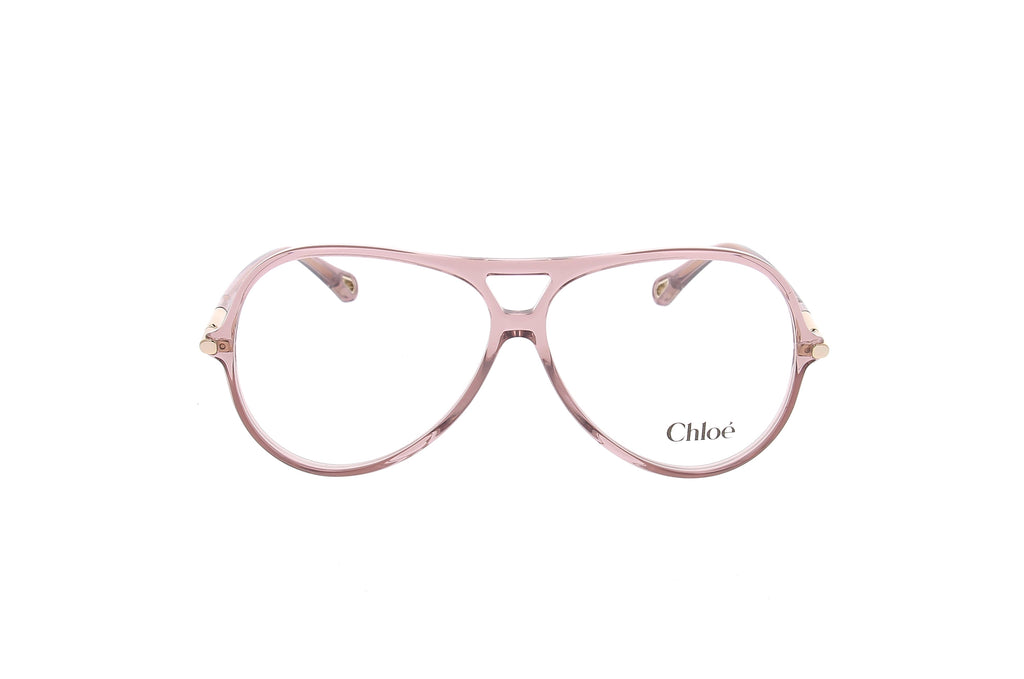 Luxury Eyewear – Solglasögon - Chloe, rosa glasögon i acetat, framifrån mot vit bakgrund