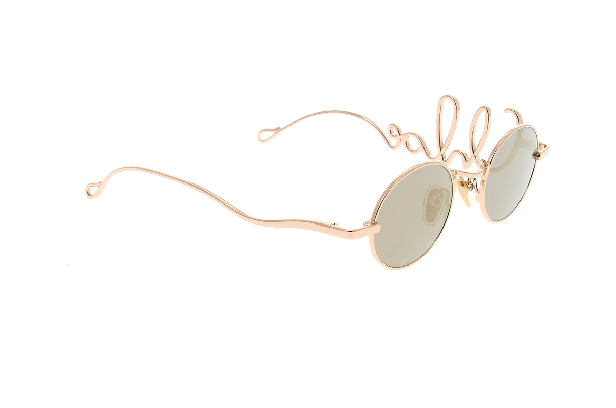 Luxury Eyewear – Solbriller - Chloe, runde solbriller i guldfarvet metal, lysegrå glas