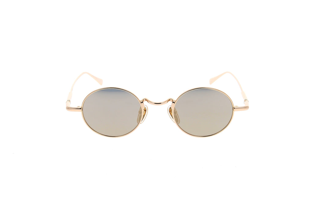 Luxury Eyewear – Sunglasses - Chloe, round gold-tone metal sunglasses, light grey mirrored lenses