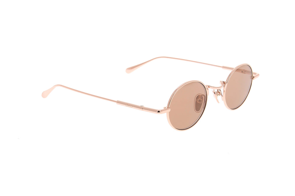 Luxury Eyewear – Zonnebrillen - Chloe, ronde zonnebril van roségoudkleurig metaal, lichtbruine glazen
