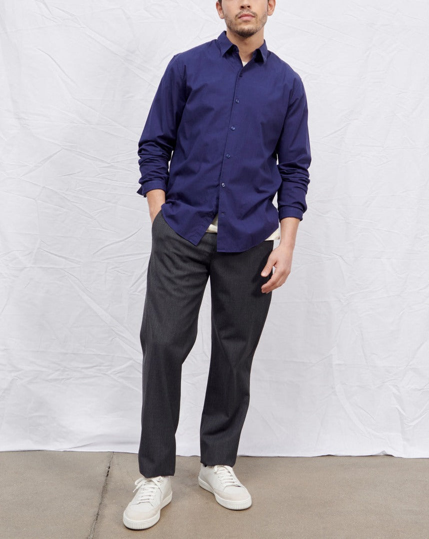 Maison Standards - Maison Standars - Chemise John Popeline Pat - Bleu - Homme