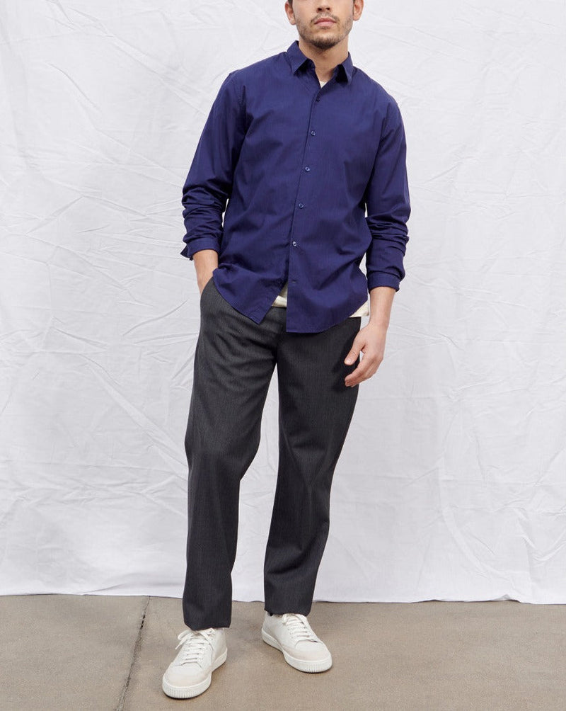 Maison Standards - Maison Standars - Chemise John Popeline Pat - Bleu - Homme