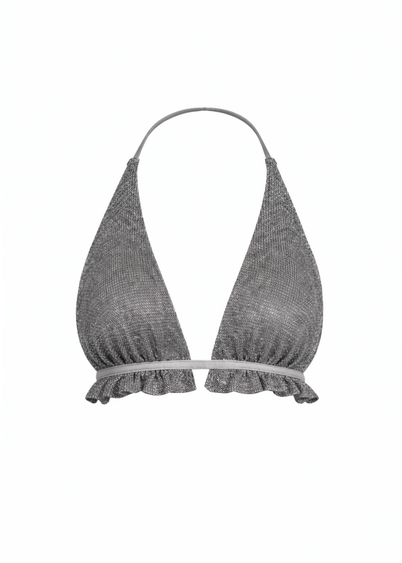 Top Chain Shimmer Backless Halter – Silver