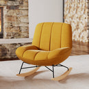 Rocking chair Alvin en tissu jaune moutarde