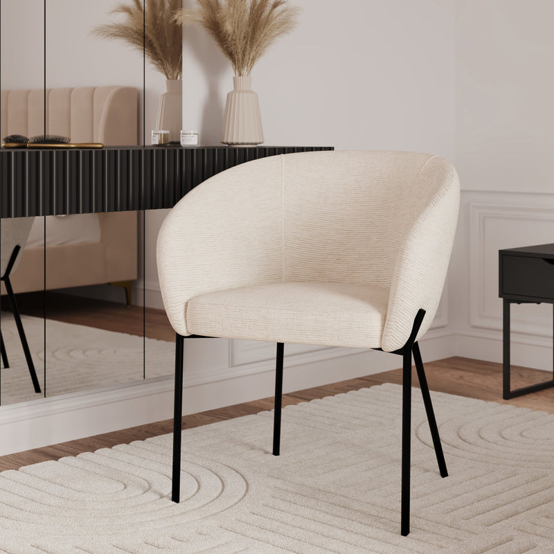 Chaise Andy en tissu blanc chiné