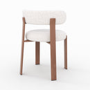 Lot de 2 chaises Aura en tissu texturé greige, pieds en métal effet bois