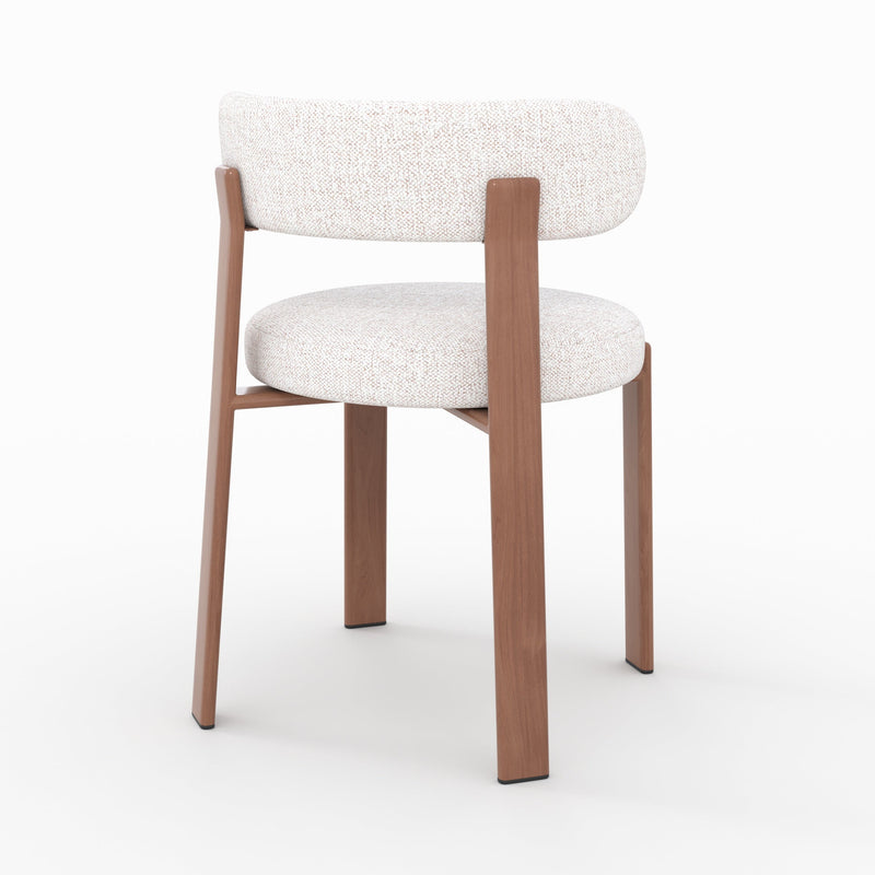 Lot de 2 chaises Aura en tissu texturé greige, pieds en métal effet bois