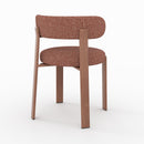 Lot de 2 chaises Aura en tissu texturé brun canelle, pieds en métal effet bois