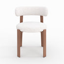 Lot de 2 chaises Aura en tissu texturé greige, pieds en métal effet bois