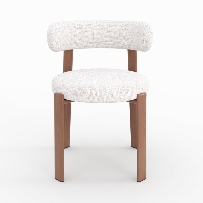 Lot de 2 chaises Aura en tissu texturé greige, pieds en métal effet bois