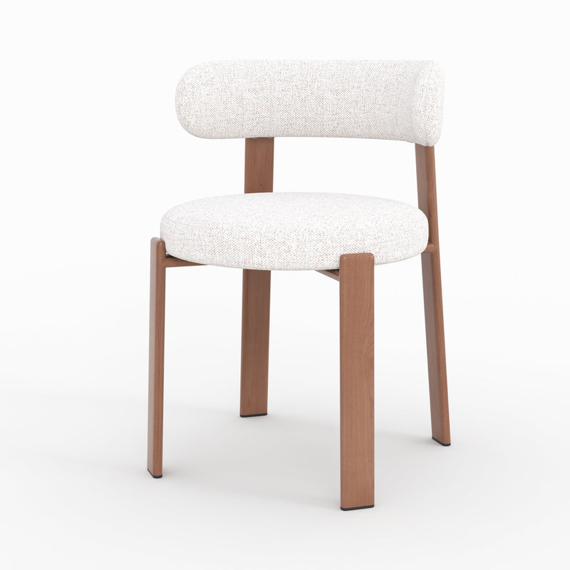 Lot de 2 chaises Aura en tissu texturé greige, pieds en métal effet bois