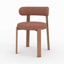 Lot de 2 chaises Aura en tissu texturé brun canelle, pieds en métal effet bois