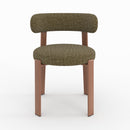 Lot de 2 chaises Aura en tissu texturé vert kaki, pieds en métal effet bois