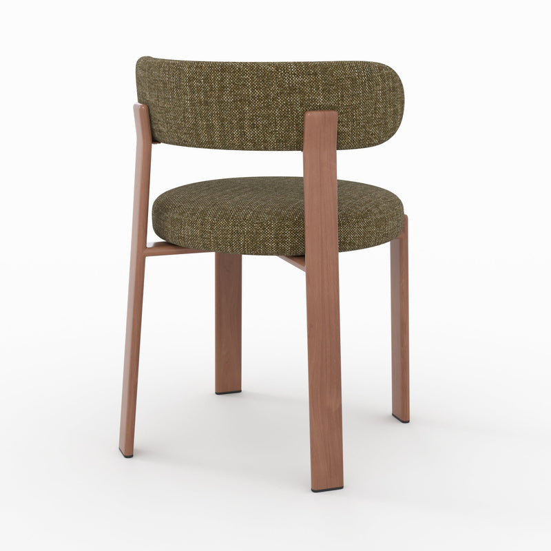 Lot de 2 chaises Aura en tissu texturé vert kaki, pieds en métal effet bois