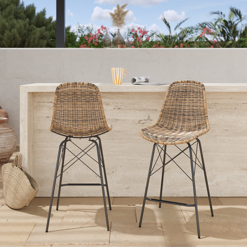 Set of 2 Tiptur Bar Stools - Brown