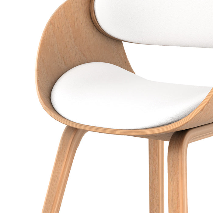 Adelmar - Silla En Madera Clara Y Pu Blanco