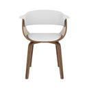 chaise blanche en cuir synthetique et bois basile