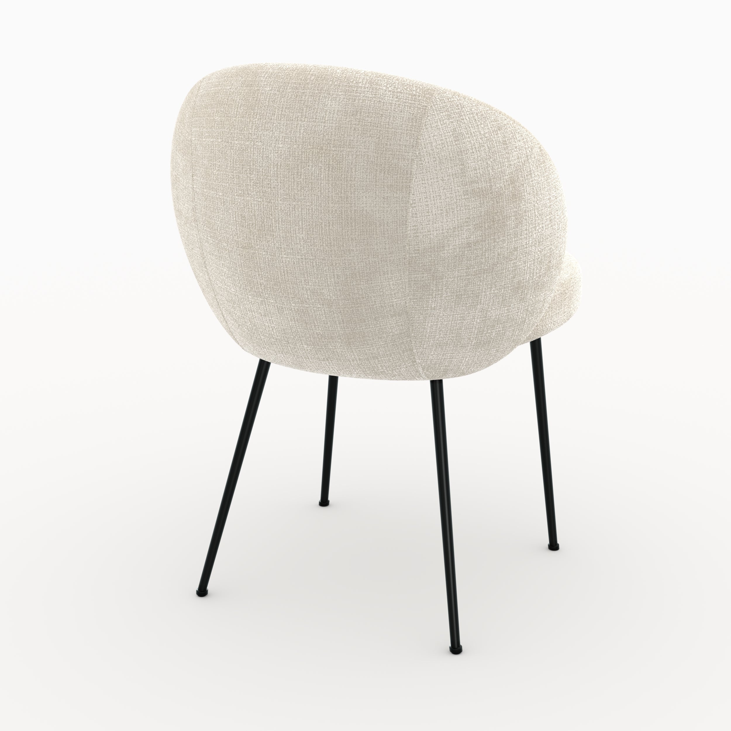 Bloomy - Silla De Terciopelo De Chenilla Color Crudo Y Metal Negro