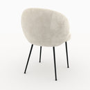 Chaise Bloomy en velours chenillé écru et métal noir