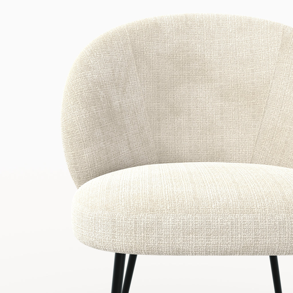 Bloomy - Silla De Terciopelo De Chenilla Color Crudo Y Metal Negro