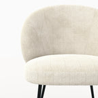 Bloomy - Silla De Terciopelo De Chenilla Color Crudo Y Metal Negro