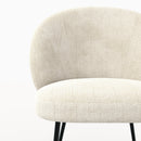 Chaise Bloomy en velours chenillé écru et métal noir