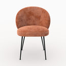 Chaise Bloomy en velours chenillé terracotta et métal noir