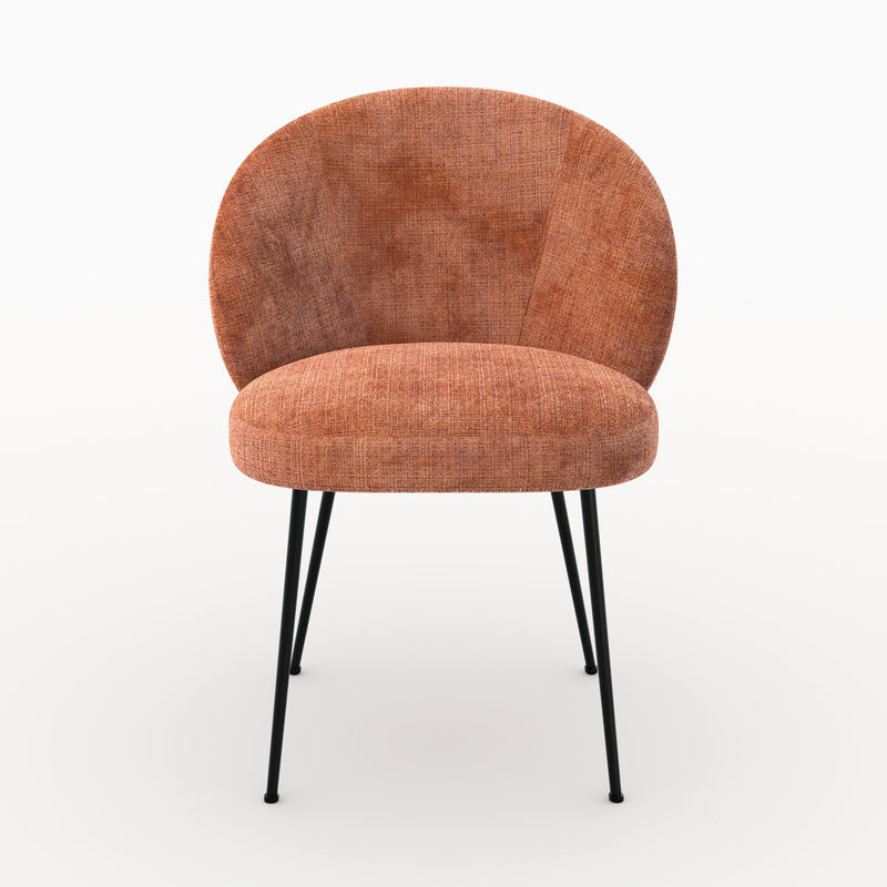 Chaise Bloomy en velours chenillé terracotta et métal noir