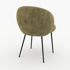 Bloomy - Silla De Terciopelo De Chenilla Verde Oliva Y Metal Negro