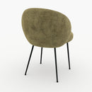 Chaise Bloomy en velours chenillé vert olive foncé et métal noir