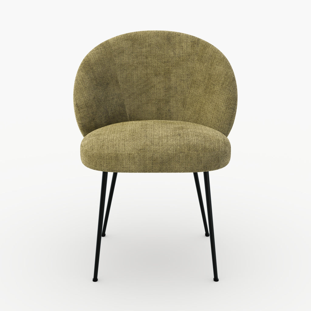Bloomy - Silla De Terciopelo De Chenilla Verde Oliva Y Metal Negro