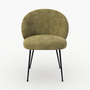 Chaise Bloomy en velours chenillé vert olive foncé et métal noir