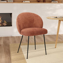 Chaise Bloomy en velours chenillé terracotta et métal noir