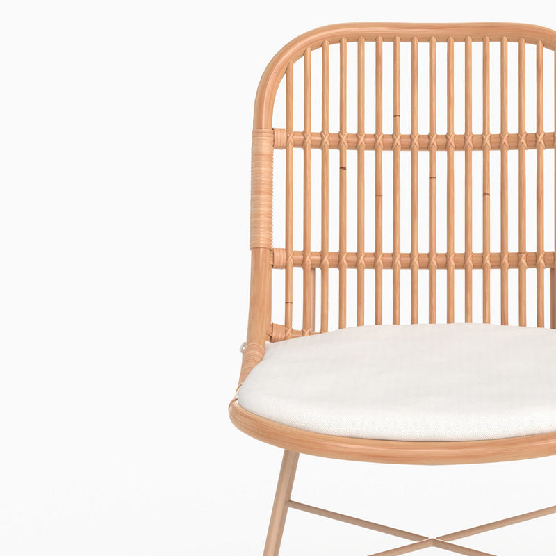Lot de 2 chaises Moon en rotin beige et pieds en métal beige