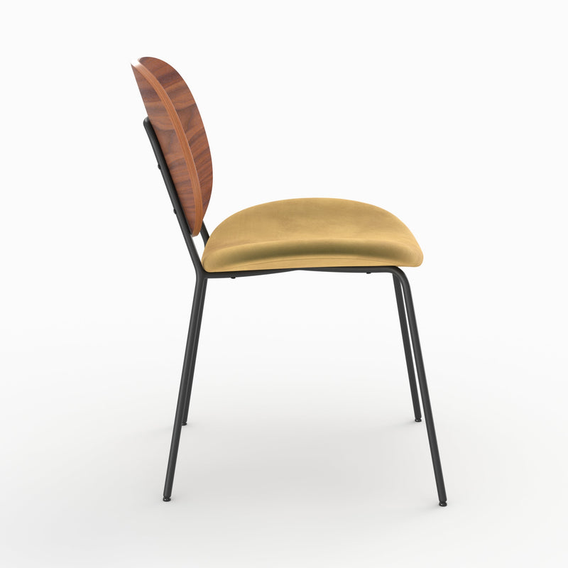 Chaise Simone en velours jaune moutarde (lot de 2)
