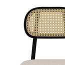 chaise bois noir tissu beige rotin synthetique maria