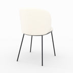 Bulle - Set of 2 Chairs in Soft White Fabric, Black Metal Legs