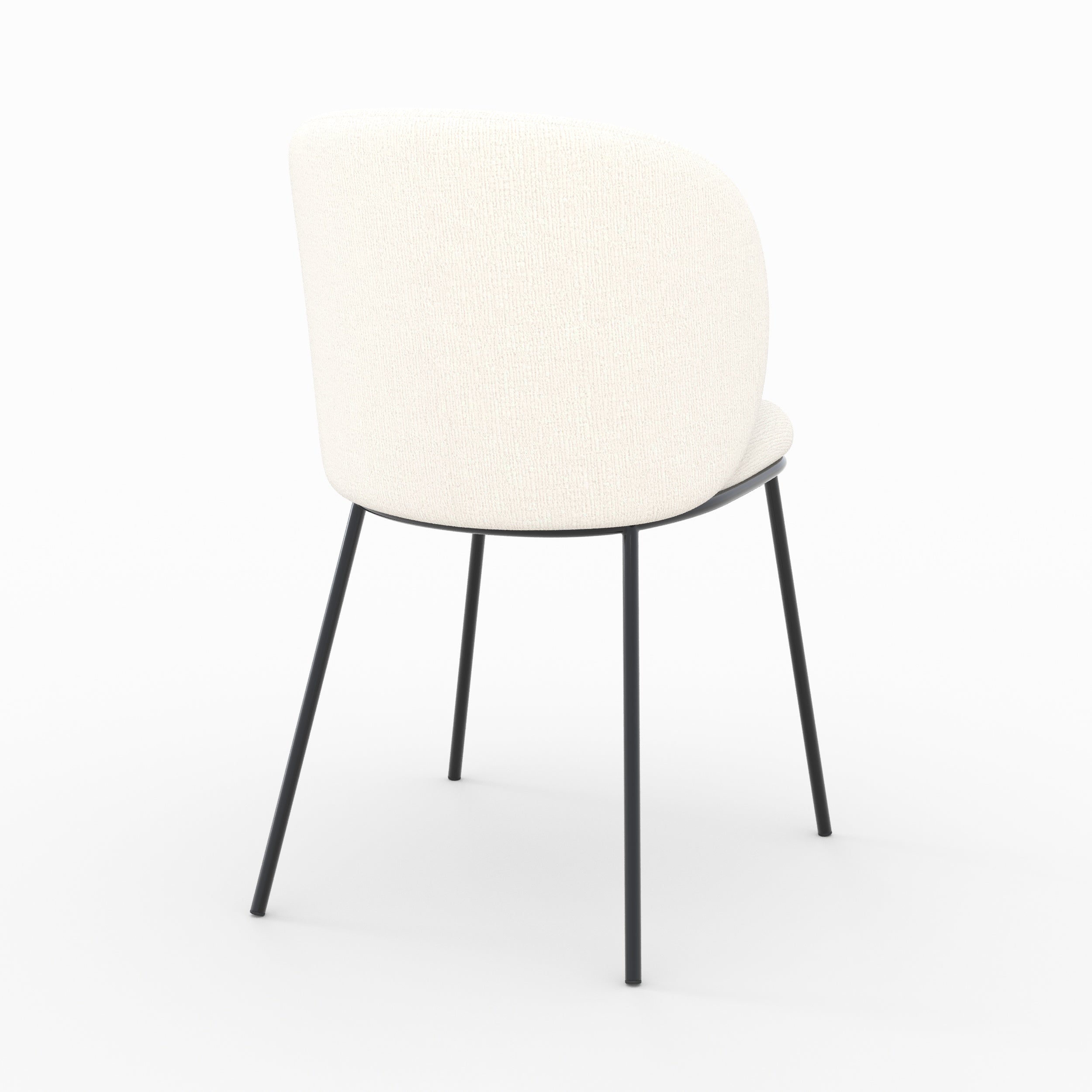 Bulle - Set of 2 Chairs in Soft White Fabric, Black Metal Legs