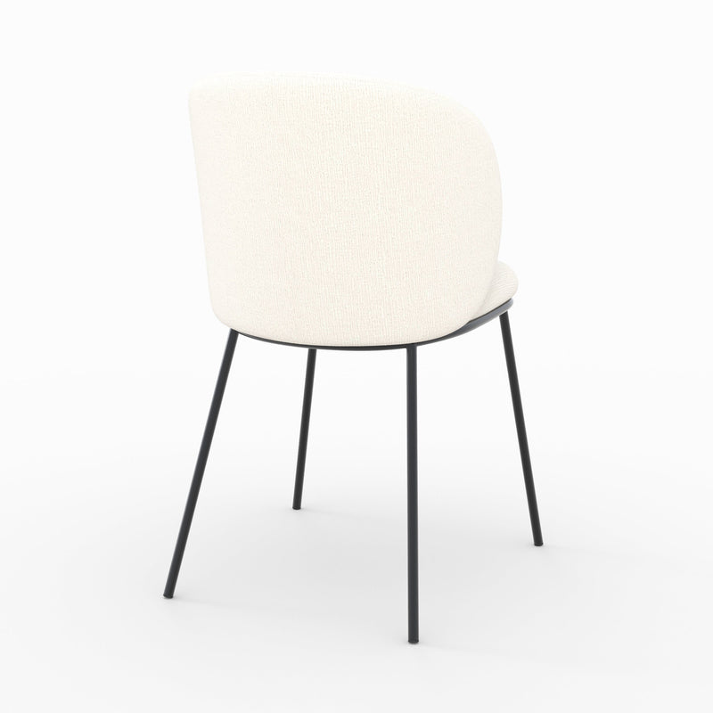 Lot de 2 chaises Bulle en tissu doux blanc, pieds métal noir