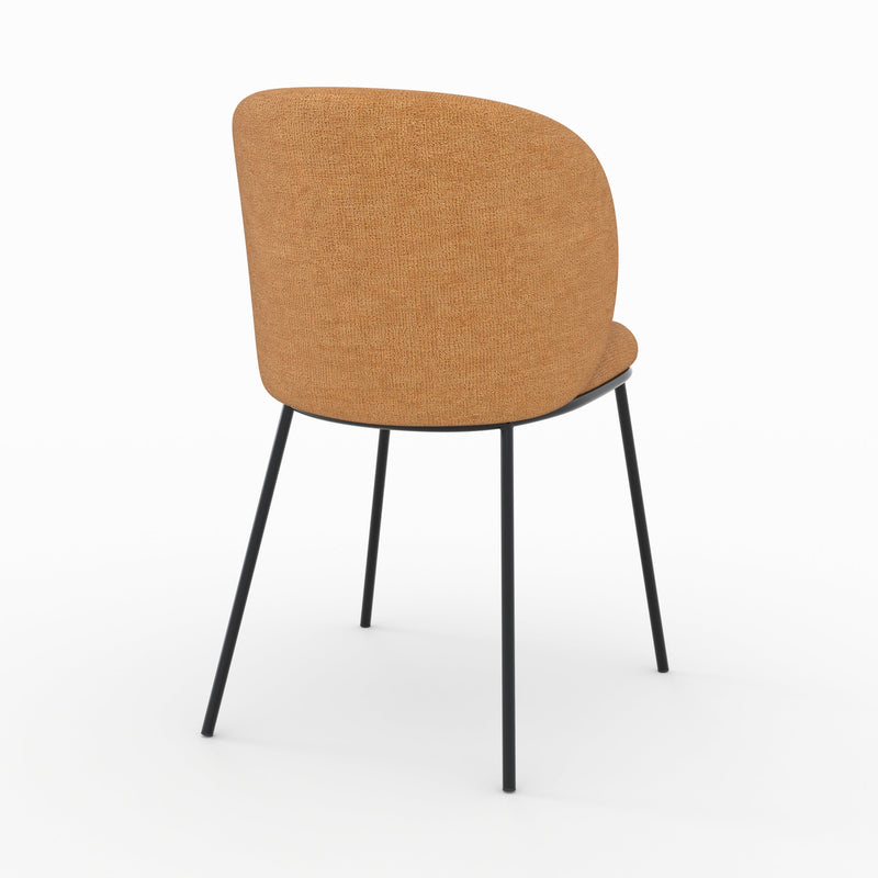 Lot de 2 chaises Bulle en tissu jaune moutarde, pieds métal noir
