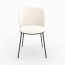 Lot de 2 chaises Bulle en tissu doux blanc, pieds métal noir