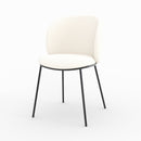 Lot de 2 chaises Bulle en tissu doux blanc, pieds métal noir