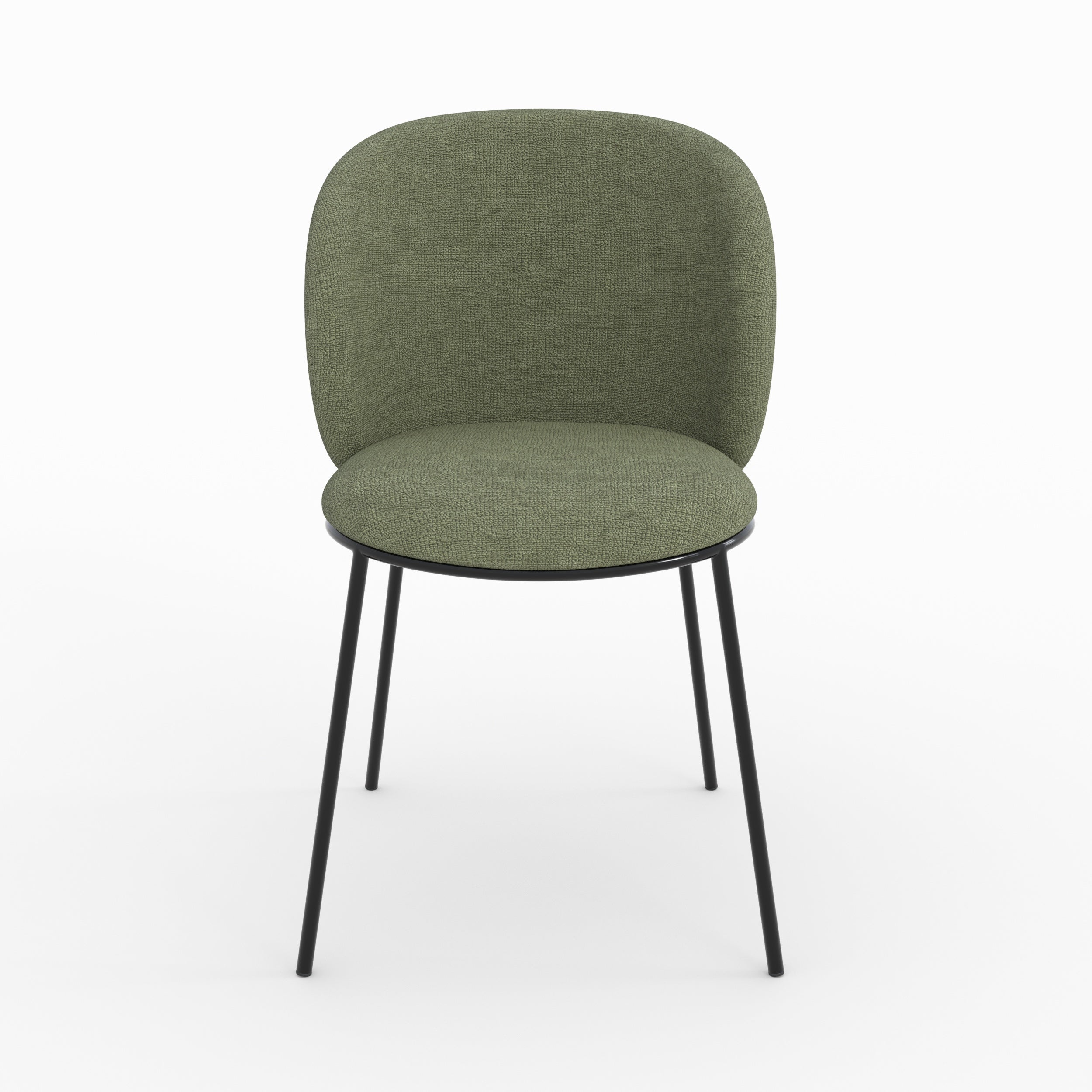 Bulle - Conjunto de 2 sillas de tela verde caqui, patas de metal negro