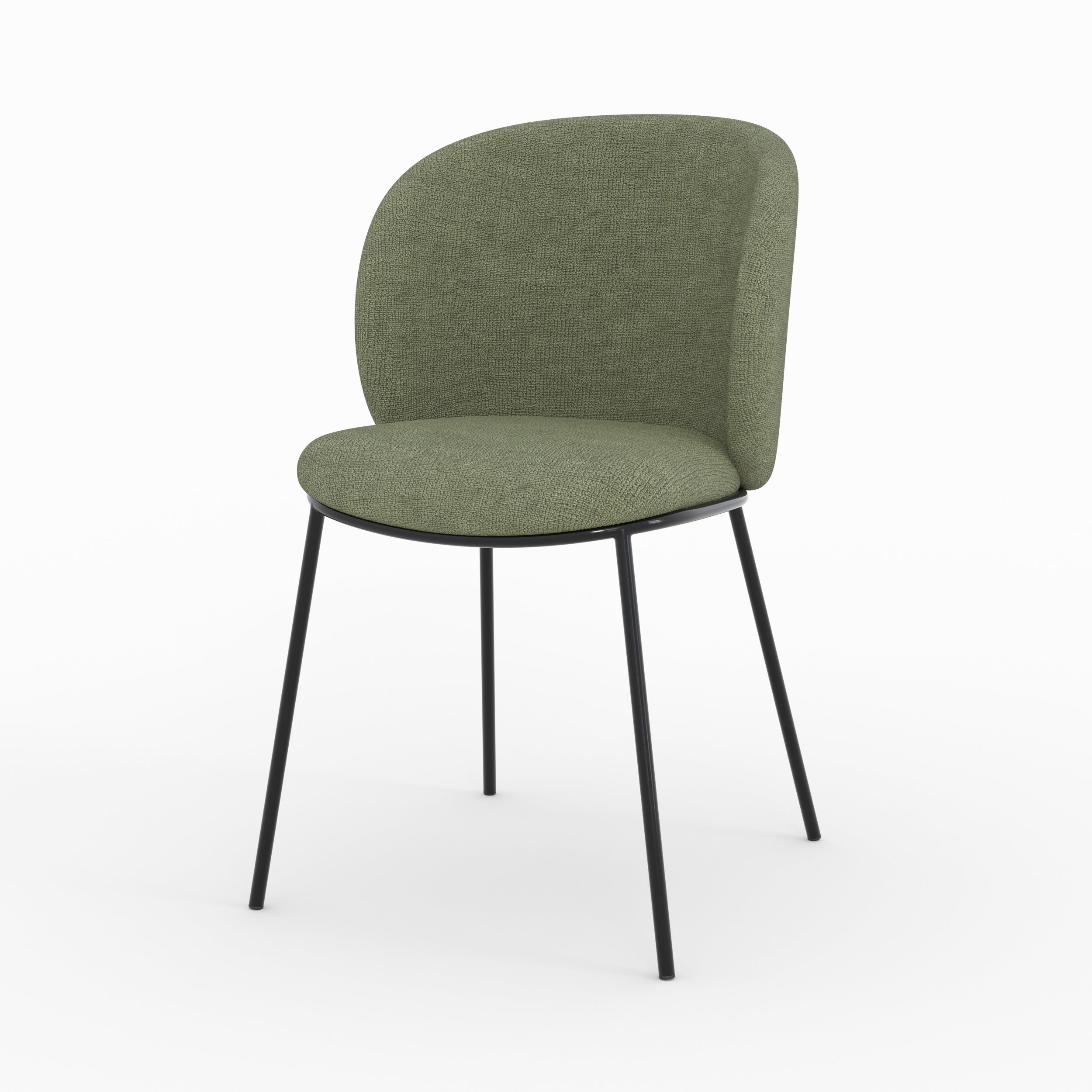 Bulle - Conjunto de 2 sillas de tela verde caqui, patas de metal negro