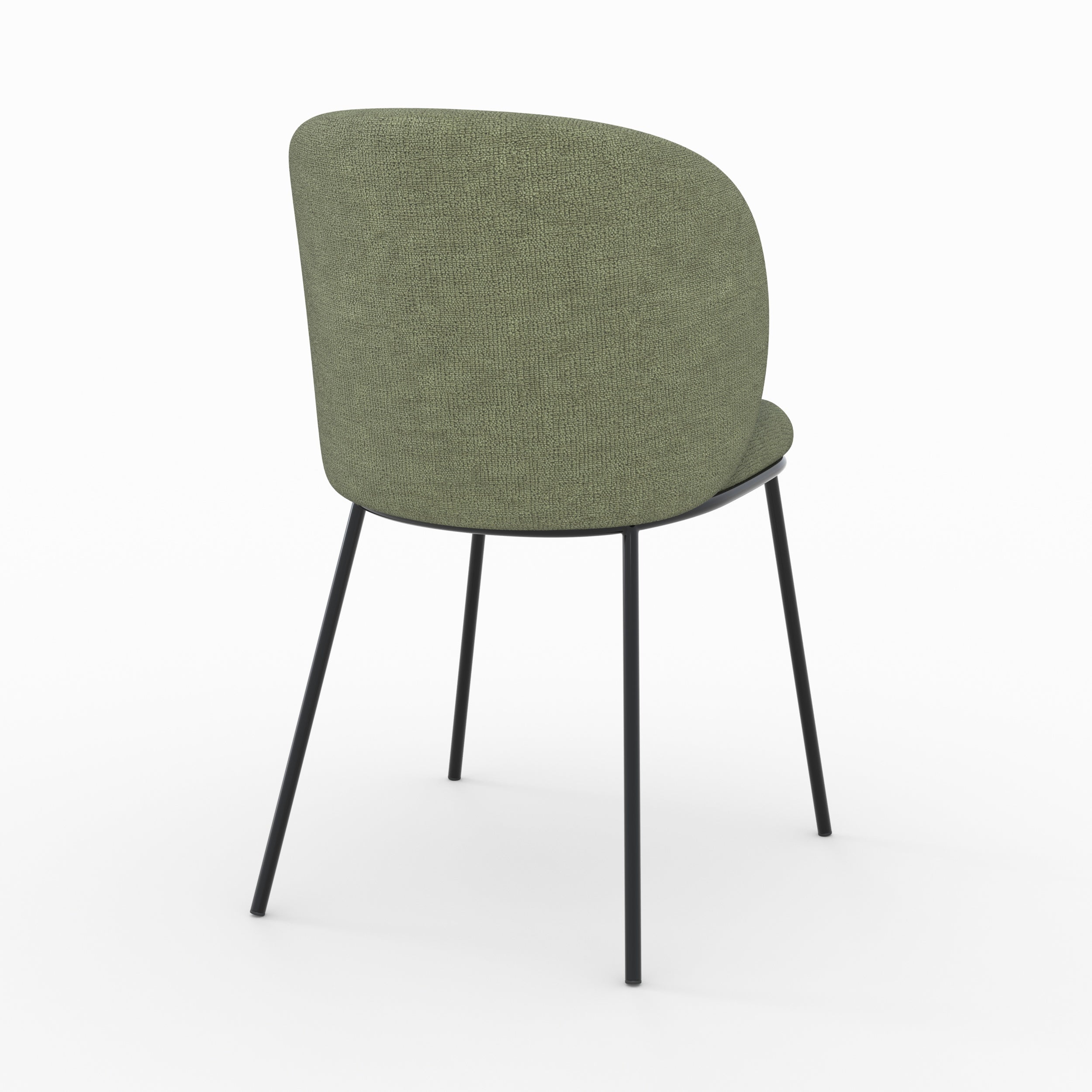 Bulle - Conjunto de 2 sillas de tela verde caqui, patas de metal negro
